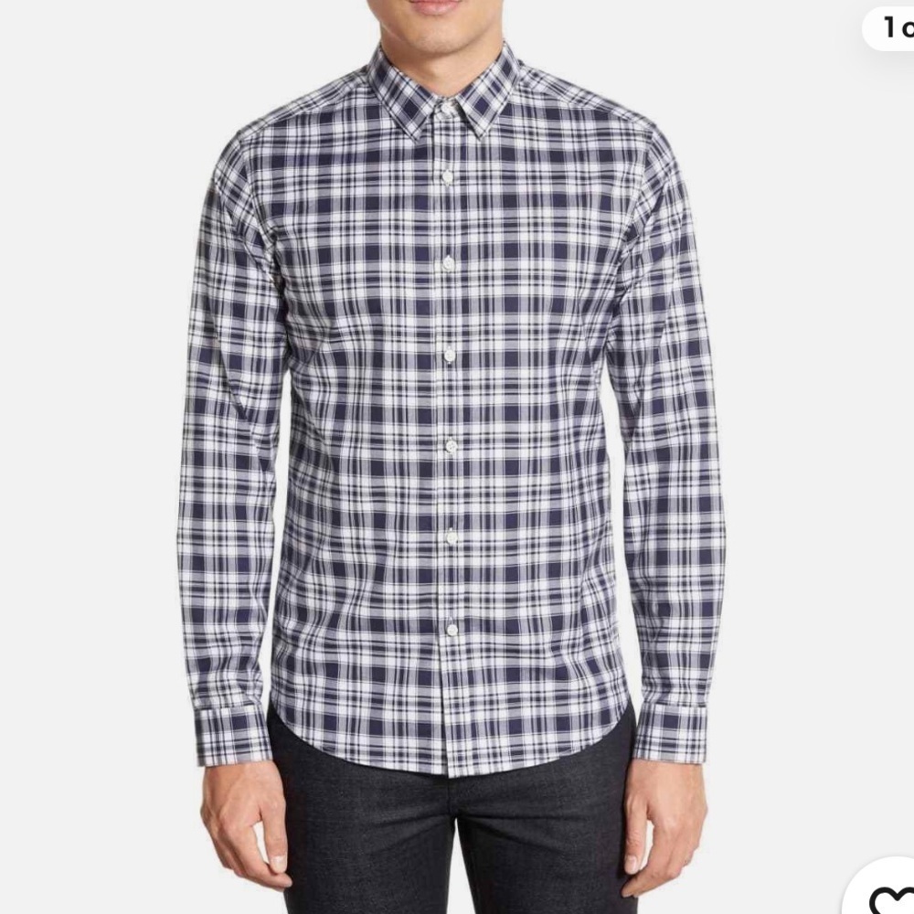 Theory 'Zack' Trim Fit Plaid Sport Shirt
